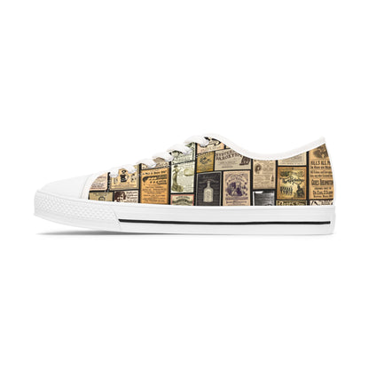 Old Time Remedies Vintage-Inspired Women's Low Top Sneakers with Artistic Print
