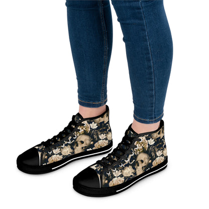 Skull & Roses Women's High Top Sneakers