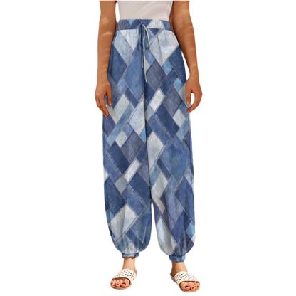 Patchwork Denim Women's Carrot Pants