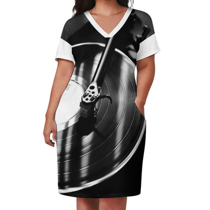 You Spin Me V-Neck Baggy Dress with Pockets