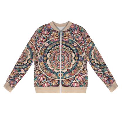 Mandala Casual Long Sleeve Zip-Up Bomber Jacket