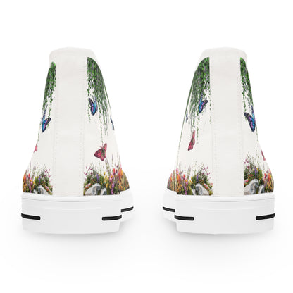 Butterfly  Garden on High Top Sneakers for Women - Vibrant Garden Design