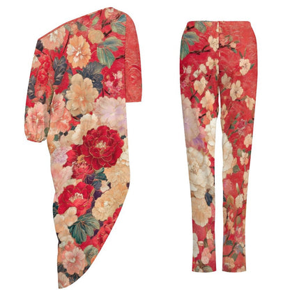 East In Bloom Diagonal Shoulder Two Piece Set