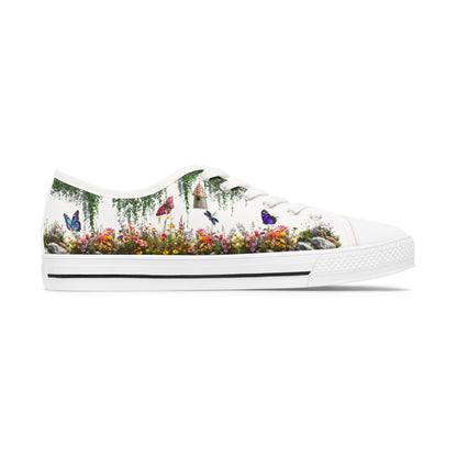 Butterfly Garden on Women's Low Top Sneakers - Spring Chic Casual Shoes