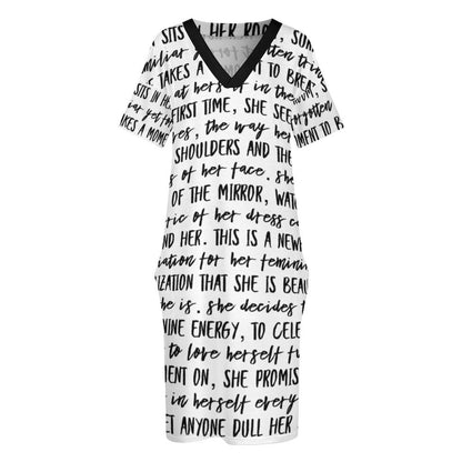 Never Dull Your Sparkle V-Neck Baggy Dress with Pockets