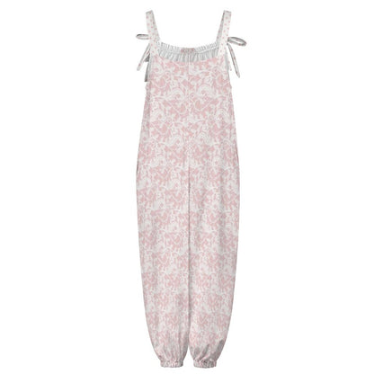 Pink & White Lace Spaghetti Strap Jumpsuit