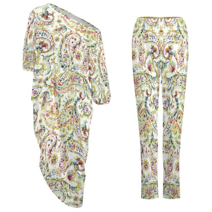 Watercolor Paisley Diagonal Shoulder Two Piece Set