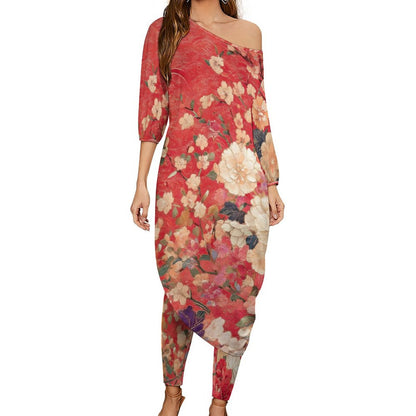 East In Bloom Diagonal Shoulder Two Piece Set