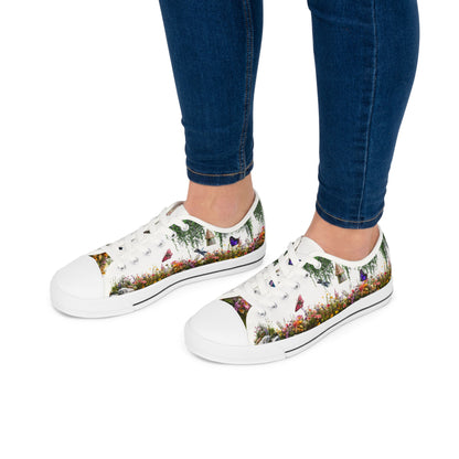 Butterfly Garden on Women's Low Top Sneakers - Spring Chic Casual Shoes