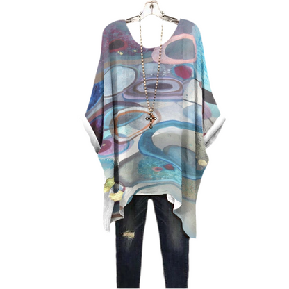 Watercolor Rings Women's Bat Sleeve Shirt