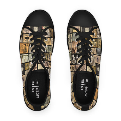 Old Time Remedies Vintage-Inspired Women's Low Top Sneakers with Artistic Print
