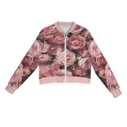Just Plum Rosy (short waist) Casual Long Sleeve Zip-Up Bomber Jacket