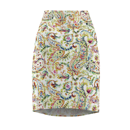 Watercolor Paisley Women's Pencil Skirt