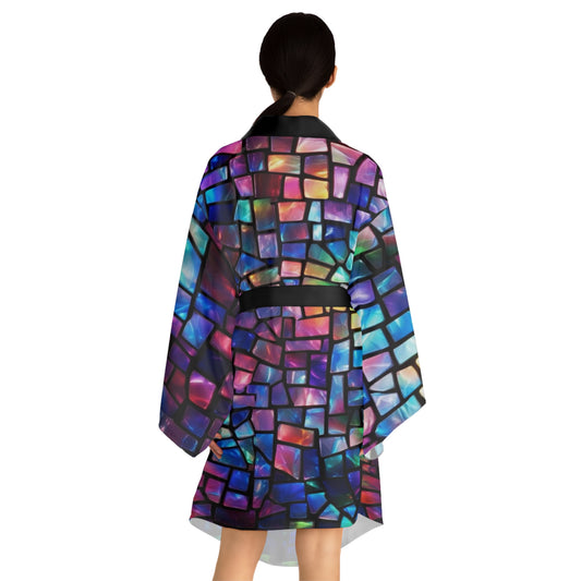 Jewel Tone Mosaik Long Sleeve Kimono Robe