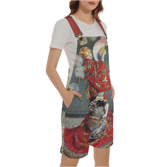 Monet’s La Japonaise, Madame Monet En Costume Japonais Wearing A Kimono (1876) on Unisex Suspender Jumpsuit