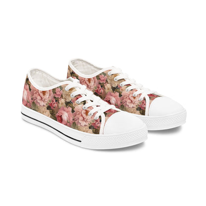 Peachy Pedals Print on Low Top Sneakers for Women - Trendy Casual Footwear