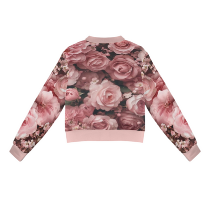 Just Plum Rosy (short waist) Casual Long Sleeve Zip-Up Bomber Jacket