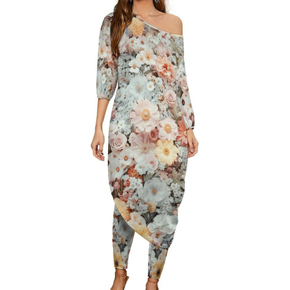 Upsy Daisy Diagonal Shoulder Two Piece Set