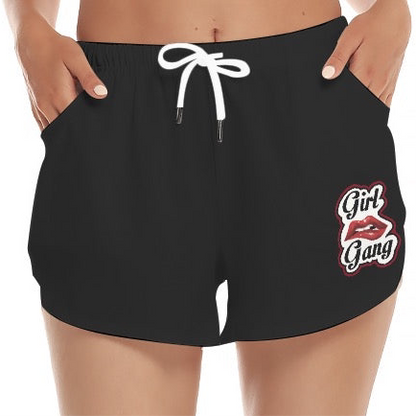 “Girl Gang” (black) Women's Beach Shorts