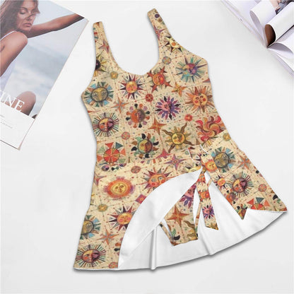 Folky Fun-Sun Women's One Piece Skirted Swimsuit