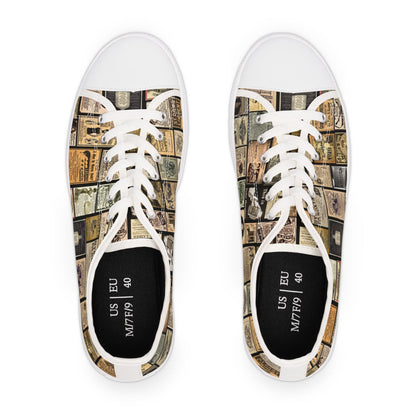 Old Time Remedies Vintage-Inspired Women's Low Top Sneakers with Artistic Print