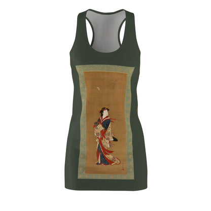 Shunsho Katsukawa, Beauty with Butterflies, hanging scroll, 18th century Japanese art, Women's Cut & Sew Racerback Dress