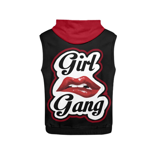 “Girl Gang” (black) Women's All Over Print Sleeveless Hoodie