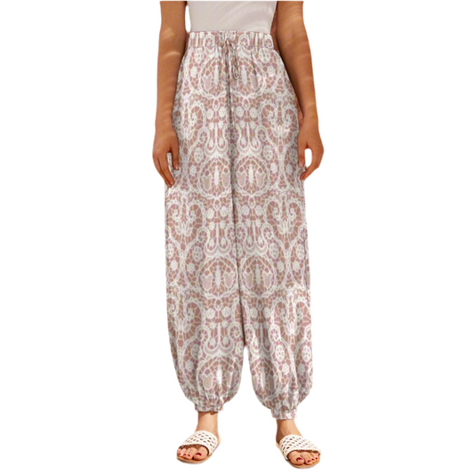 White Lace/Dusty Pink Women's Carrot Pants