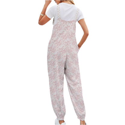 Pink & White Lace Spaghetti Strap Jumpsuit