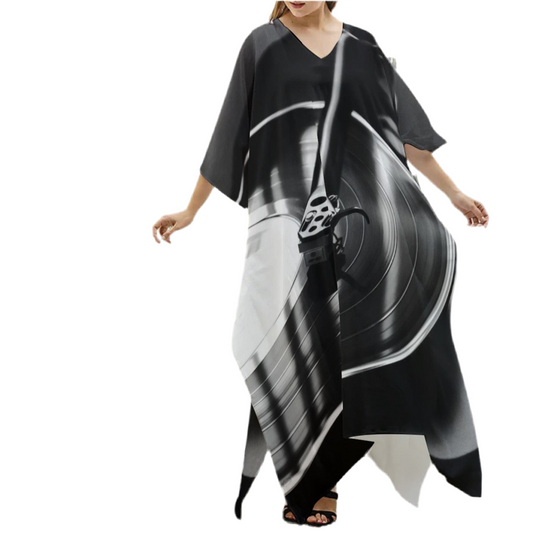 You Spin Me Women's Imitation Silk V-neck Kaftan Robe