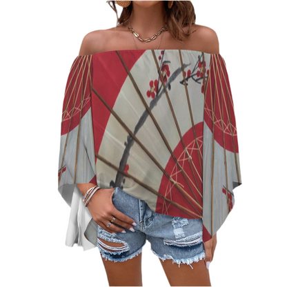 I’m a Fan! Off Shoulder Trumpet Sleeve Blouse