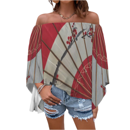 I’m a Fan! Off Shoulder Trumpet Sleeve Blouse