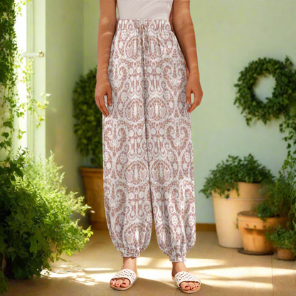 White Lace/Dusty Pink Women's Carrot Pants