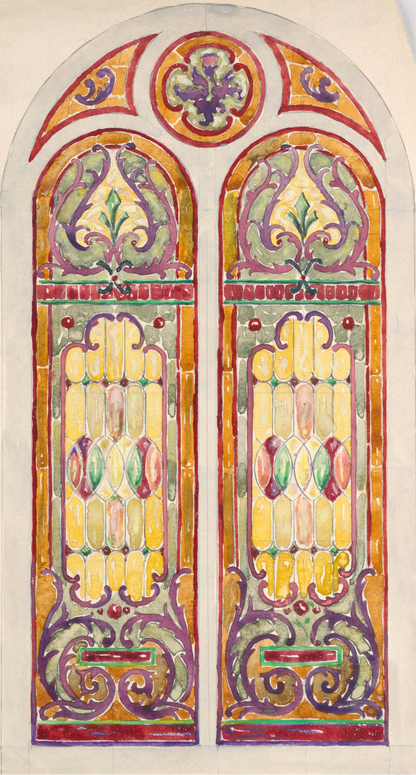 Watercolor Stained Glass design by Alice Cordelia Morse on Chest Wrap Bikini Top