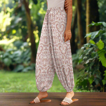 White Lace/Dusty Pink Women's Carrot Pants