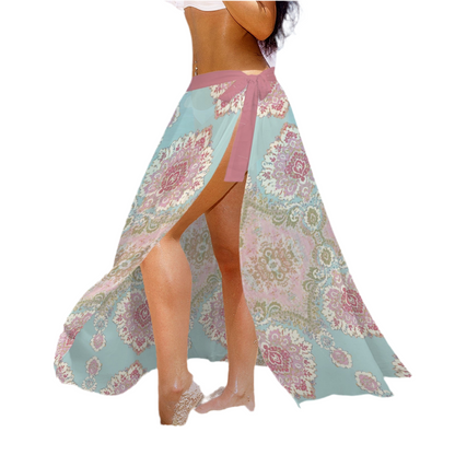 Ornate Beach Date Women's Long Knot Side Cover Up