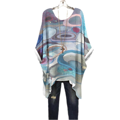 Watercolor Rings Women's Bat Sleeve Shirt
