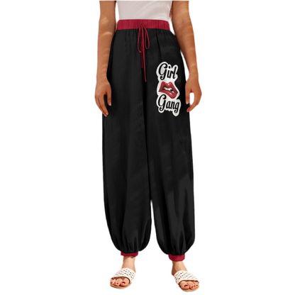 Girl Gang (Black w red trim) Women's Carrot Pants