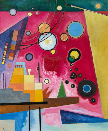Wassily Kandinsky’s, Heavy Red painting (1924) on Custom Specialized Spaghetti Straps Pocket Wide Leg Jumpsuit