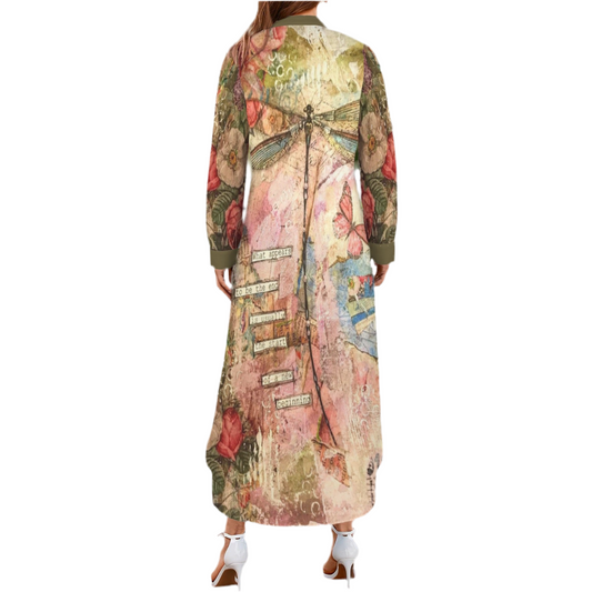 New Beginning Women's Button Long Sleeve Shirt Dress