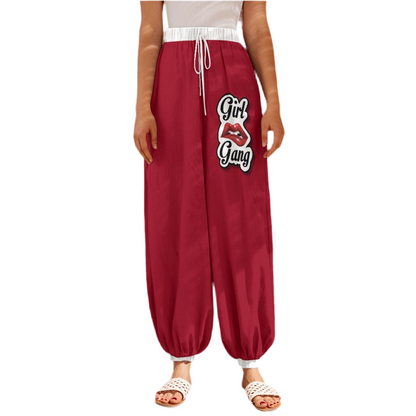 Girl Gang (Red w white trim) Women's Carrot Pants