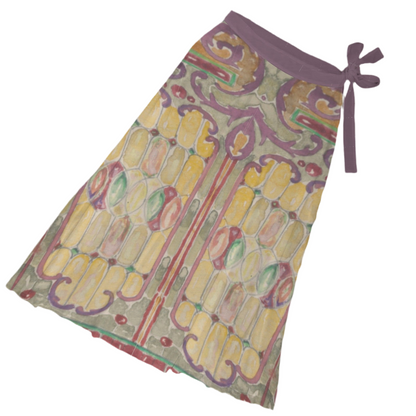 Watercolor Stained Glass design by Alice Cordelia Morse on Women's Long Knot Side Cover Up