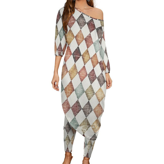 Jewel of Diamonds Diagonal Shoulder Two Piece Set