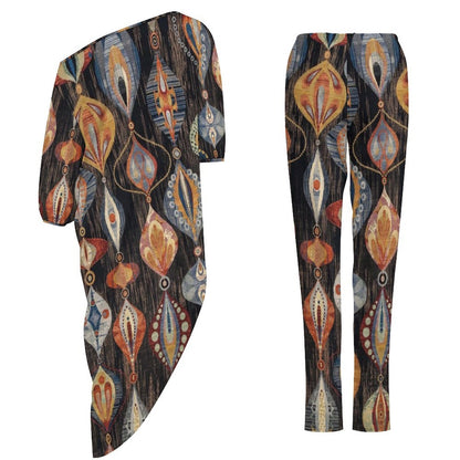 Bead Chic Diagonal Shoulder Two Piece Set