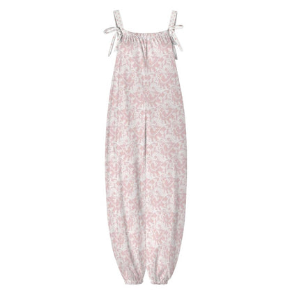 Pink & White Lace Spaghetti Strap Jumpsuit