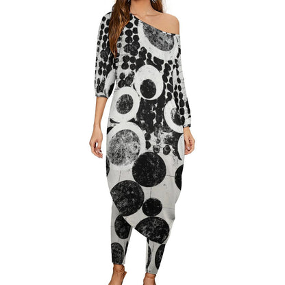 Buttons & Bobbles Diagonal Shoulder Two Piece Set