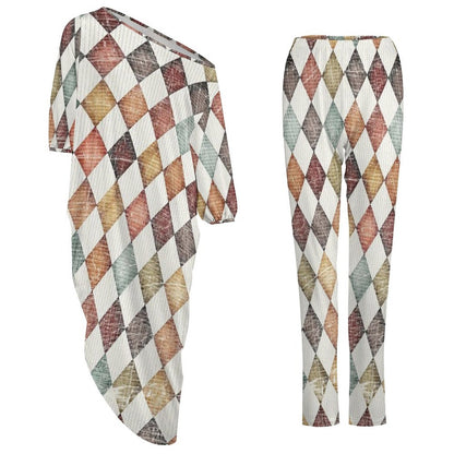 Jewel of Diamonds Diagonal Shoulder Two Piece Set