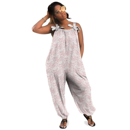 Pink & White Lace Spaghetti Strap Jumpsuit