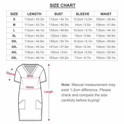 Buttons & Bobbles V-Neck Baggy Dress with Pockets
