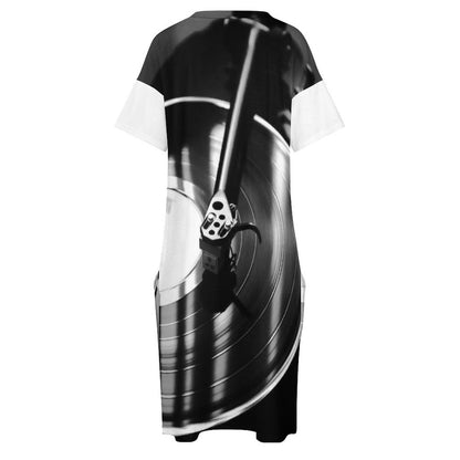 You Spin Me V-Neck Baggy Dress with Pockets